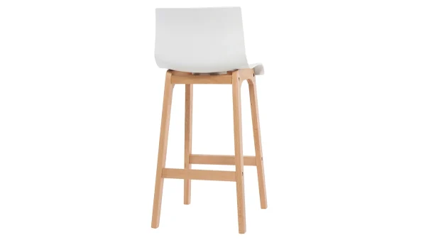 Tabouret De Bar Design Bois Et Blanc 75 Cm (lot De 2) NEW SURF 5