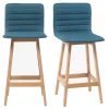 Tabouret De Bar Design Bois Et Bleu Canard 65 Cm (lot De 2) EMMA 22