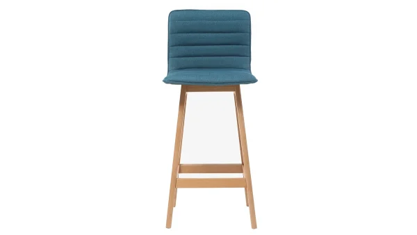 Tabouret De Bar Design Bois Et Bleu Canard 65 Cm (lot De 2) EMMA 3