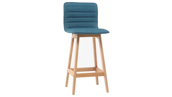 Tabouret De Bar Design Bois Et Bleu Canard 65 Cm (lot De 2) EMMA 4