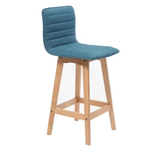 Tabouret De Bar Design Bois Et Bleu Canard 65 Cm (lot De 2) EMMA 17