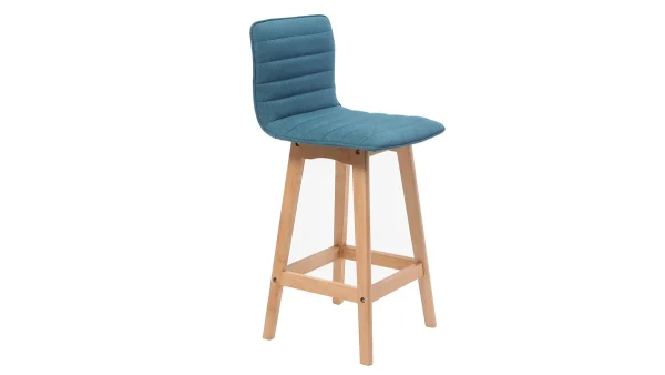 Tabouret De Bar Design Bois Et Bleu Canard 65 Cm (lot De 2) EMMA 5