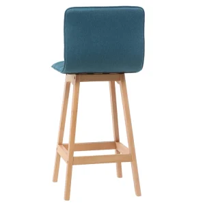 Tabouret De Bar Design Bois Et Bleu Canard 65 Cm (lot De 2) EMMA 19