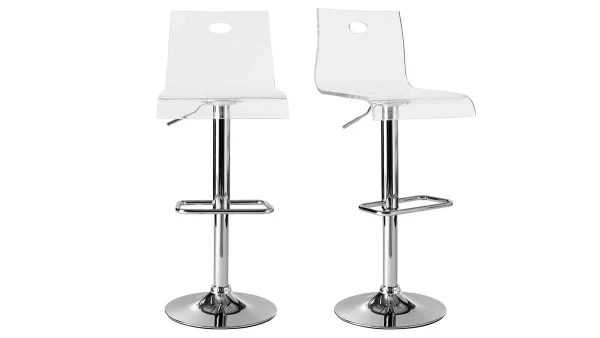 Tabouret De Bar Design En Plexiglas Transparent (lot De 2) SATURNE 1