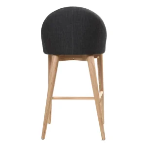 Tabouret De Bar Design En Tissu Gris Anthracite Et Bois Clair 65 Cm DALIA 14