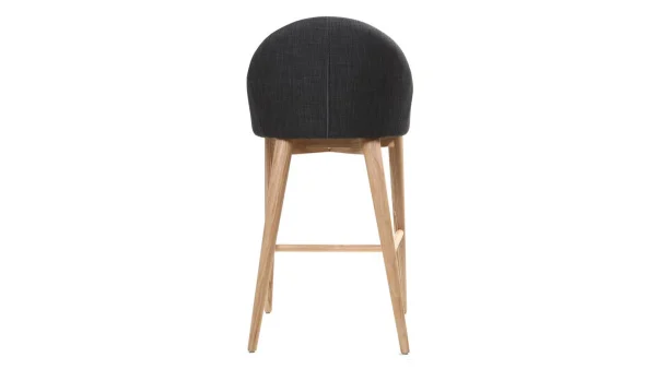 Tabouret De Bar Design En Tissu Gris Anthracite Et Bois Clair 65 Cm DALIA 5