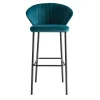 Tabouret De Bar Design En Tissu Velours Gaufré Bleu Pétrole H78 Cm DALLY soldes de Noël 20