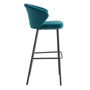 Tabouret De Bar Design En Tissu Velours Gaufré Bleu Pétrole H78 Cm DALLY soldes de Noël 13