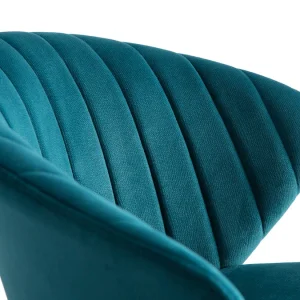 Tabouret De Bar Design En Tissu Velours Gaufré Bleu Pétrole H78 Cm DALLY soldes de Noël 15