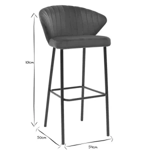 Tabouret De Bar Design En Tissu Velours Gaufré Bleu Pétrole H78 Cm DALLY soldes de Noël 19