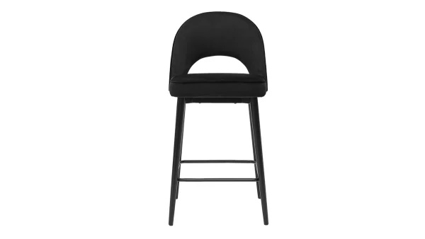 Tabouret De Bar Design En Velours Noir Et Métal H69 Cm BELLEROSE prix pas cher 1