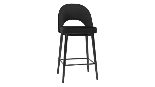 Tabouret De Bar Design En Velours Noir Et Métal H69 Cm BELLEROSE prix pas cher 3