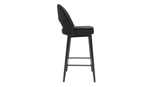 Tabouret De Bar Design En Velours Noir Et Métal H69 Cm BELLEROSE prix pas cher 4