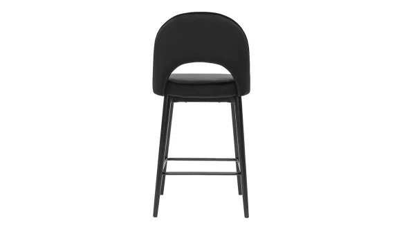 Tabouret De Bar Design En Velours Noir Et Métal H69 Cm BELLEROSE 5