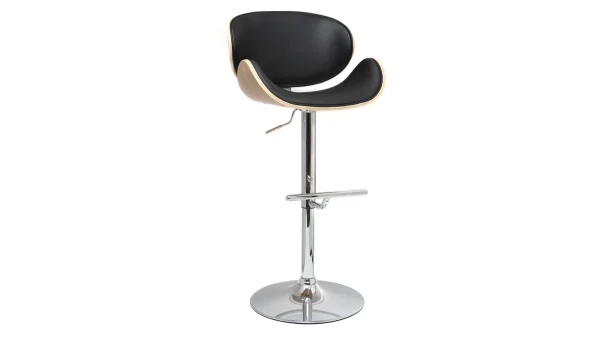 Nouvelle tendance Tabouret De Bar Design Noir Et Bois Clair WALNUT 3