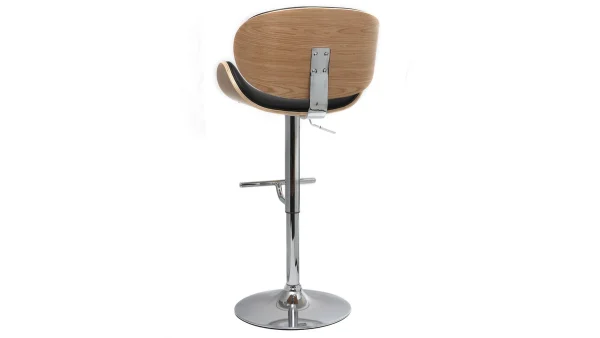 Tabouret De Bar Design Noir Et Bois Clair WALNUT soldes officiel 4