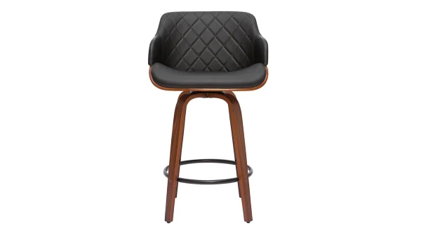 Tabouret De Bar Design Noir Et Bois Foncé H65 Cm LUCIEN 1