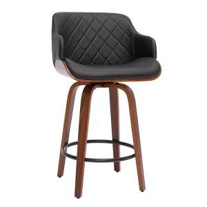 Tabouret De Bar Design Noir Et Bois Foncé H65 Cm LUCIEN pas cher 11