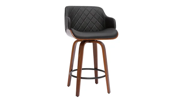 Tabouret De Bar Design Noir Et Bois Foncé H65 Cm LUCIEN marque moins cher 3