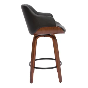 Tabouret De Bar Design Noir Et Bois Foncé H65 Cm LUCIEN marque moins cher 13