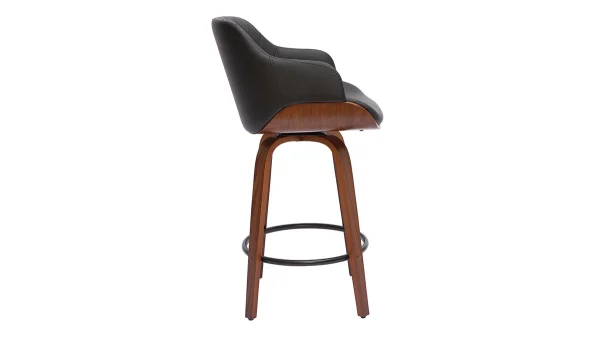 Tabouret De Bar Design Noir Et Bois Foncé H65 Cm LUCIEN pas cher 4