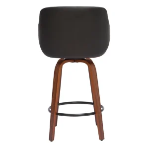 Tabouret De Bar Design Noir Et Bois Foncé H65 Cm LUCIEN 15