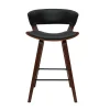 Tabouret De Bar Design Noir Et Bois Foncé H65 Cm SYRAH 20