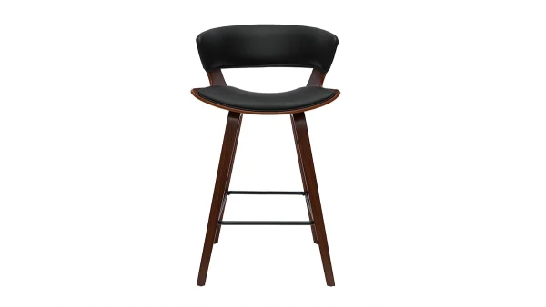 Tabouret De Bar Design Noir Et Bois Foncé H65 Cm SYRAH 1