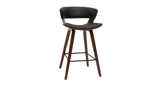 Tabouret De Bar Design Noir Et Bois Foncé H65 Cm SYRAH 3