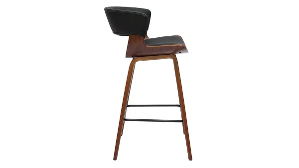 Tabouret De Bar Design Noir Et Bois Foncé H65 Cm SYRAH 4