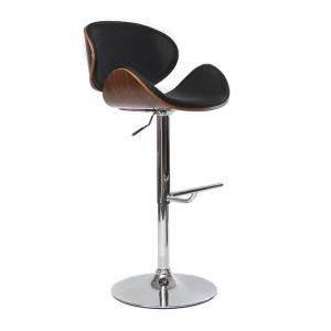 Tabouret De Bar Design Noir Et Bois Foncé WALNUT 11