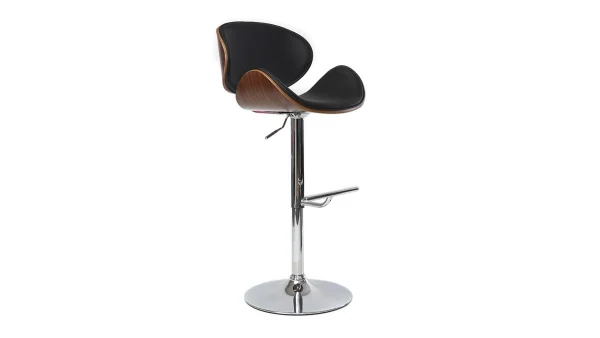 Tabouret De Bar Design Noir Et Bois Foncé WALNUT 3