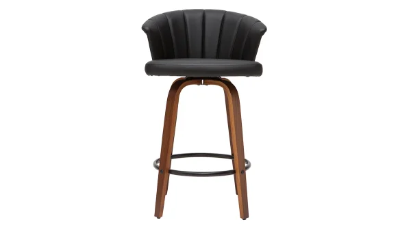 soldes pas cher Tabouret De Bar Design Pivotant Noir Et Bois Foncé H65cm ALBIN 1