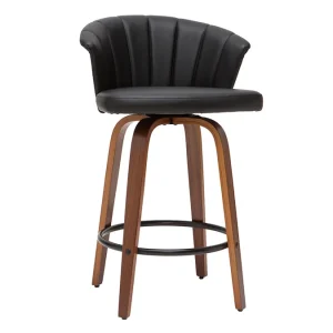 soldes pas cher Tabouret De Bar Design Pivotant Noir Et Bois Foncé H65cm ALBIN 11