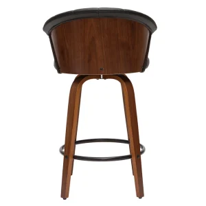 soldes pas cher Tabouret De Bar Design Pivotant Noir Et Bois Foncé H65cm ALBIN 15