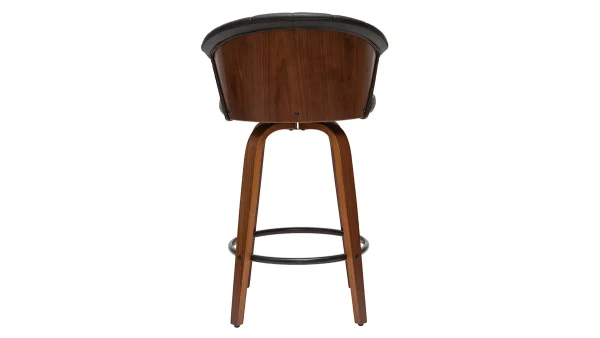 soldes pas cher Tabouret De Bar Design Pivotant Noir Et Bois Foncé H65cm ALBIN 5