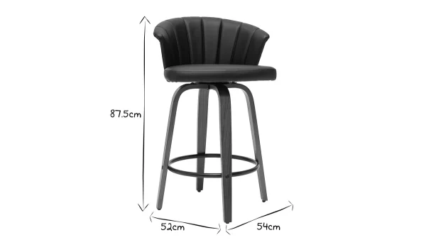 soldes pas cher Tabouret De Bar Design Pivotant Noir Et Bois Foncé H65cm ALBIN 7