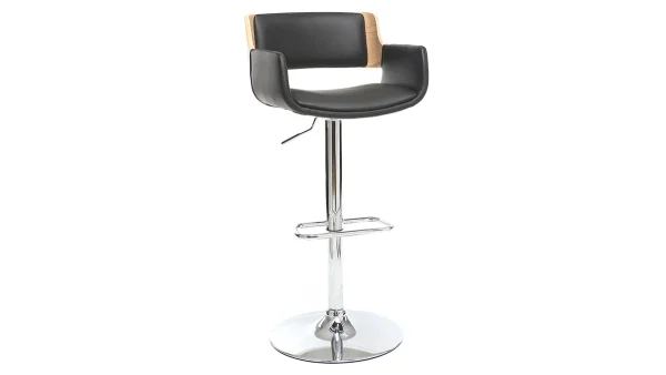 Tabouret De Bar Design Polyuréthane Noir Et Bois Clair RAY prix de gros 3