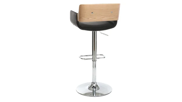 Tabouret De Bar Design Polyuréthane Noir Et Bois Clair RAY 4