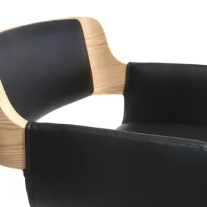 Tabouret De Bar Design Polyuréthane Noir Et Bois Clair RAY prix de gros 15