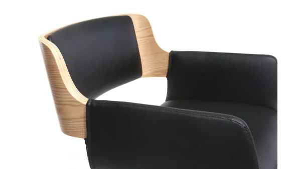 Tabouret De Bar Design Polyuréthane Noir Et Bois Clair RAY prix de gros 5