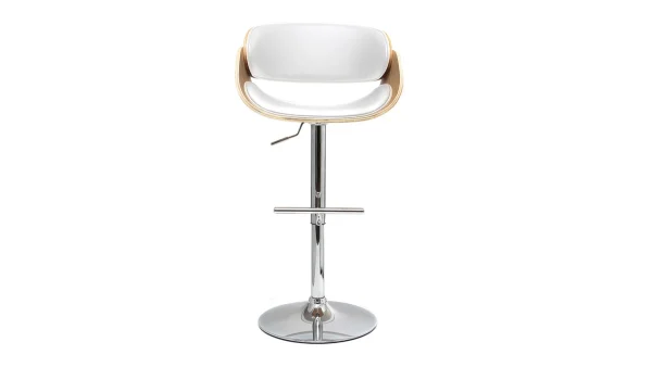 marque pas cher en ligne Tabouret De Bar Design Réglable Blanc Et Bois Clair BENT 1