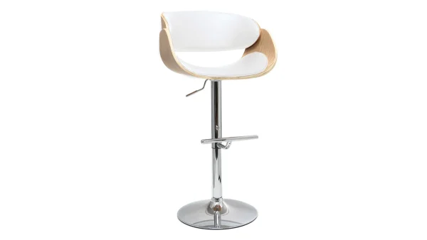 Tabouret De Bar Design Réglable Blanc Et Bois Clair BENT design à la mode 3