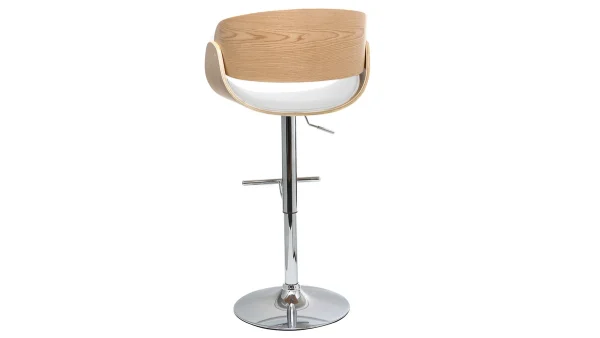 marque pas cher en ligne Tabouret De Bar Design Réglable Blanc Et Bois Clair BENT 4