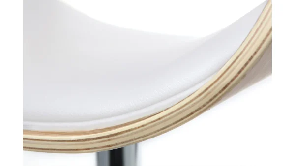 marque pas cher en ligne Tabouret De Bar Design Réglable Blanc Et Bois Clair BENT 5