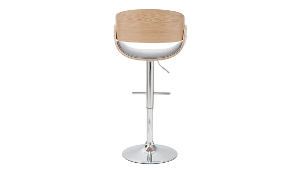 qualité d’originales Tabouret De Bar Design Réglable En Tissu Gris Et Bois Clair BENT 5