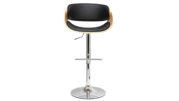 Tabouret De Bar Design Réglable Noir Et Bois Clair BENT 1