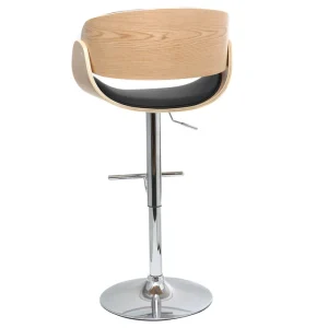 Tabouret De Bar Design Réglable Noir Et Bois Clair BENT 15