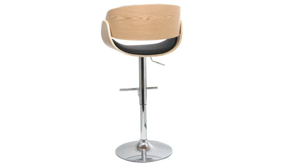 Tabouret De Bar Design Réglable Noir Et Bois Clair BENT 5