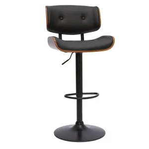 Acheter Tabouret De Bar Design Réglable Noir Et Bois Foncé BASILE 11